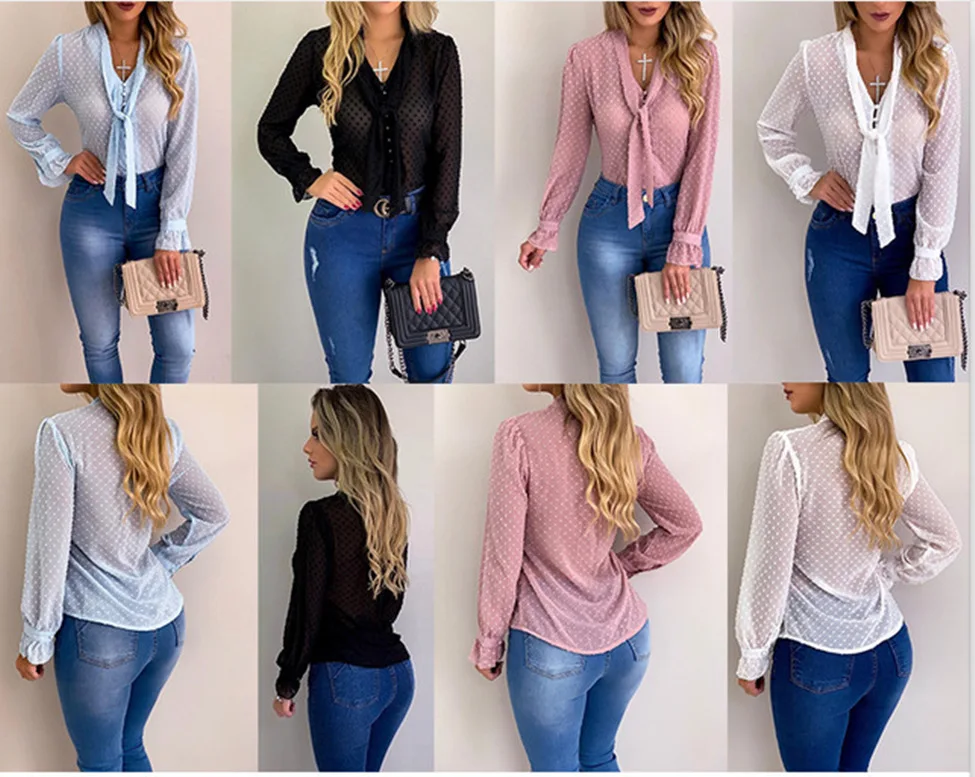 Women New Fashion Elegant Chiffon Blouses Long Sleeve V-Neck Shirt Office Blouse Slim Casual Female Polka Dot Top
Women New Fashion Elegant Chiffon Blouses Long Sleeve V-Neck Shirt Office Blouse Slim Casual Female Polka Dot Top