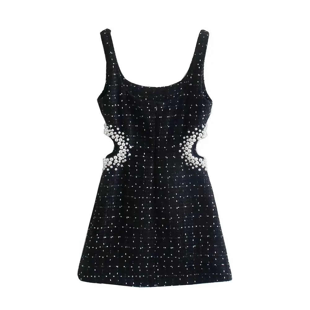 Women's Dress Fashion Plaid Tweed Dresses Back Zipper Female Elegant Dress Hollow Waist
Women's Dress Fashion Plaid Tweed Dresses Back Zipper Female Elegant Dress Hollow Waist