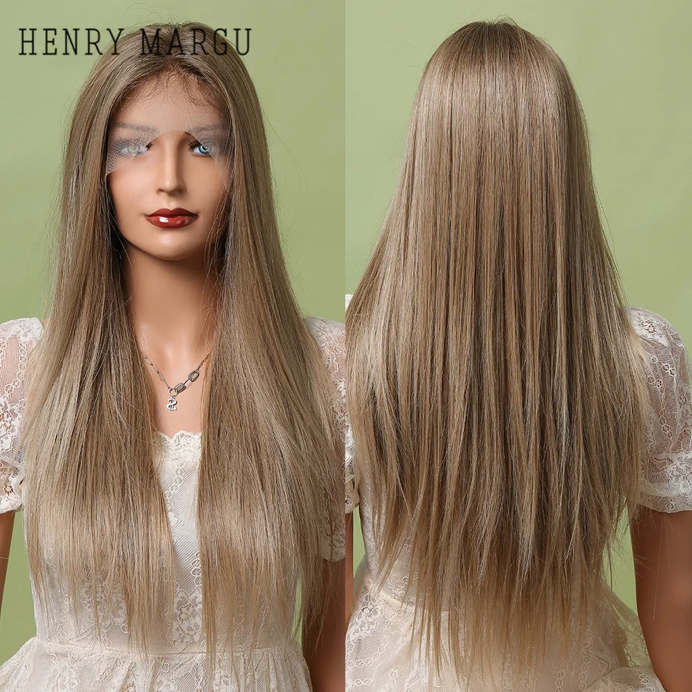 HENRY MARGU Long Silky Straight Lace Front Synthetic Wig with Baby Hair Ombre Brown Blonde Natural Wigs for Women Heat Resistant
HENRY MARGU Long Silky Straight Lace Front Synthetic Wig with Baby Hair Ombre Brown Blonde Natural Wigs for Women Heat Resistant