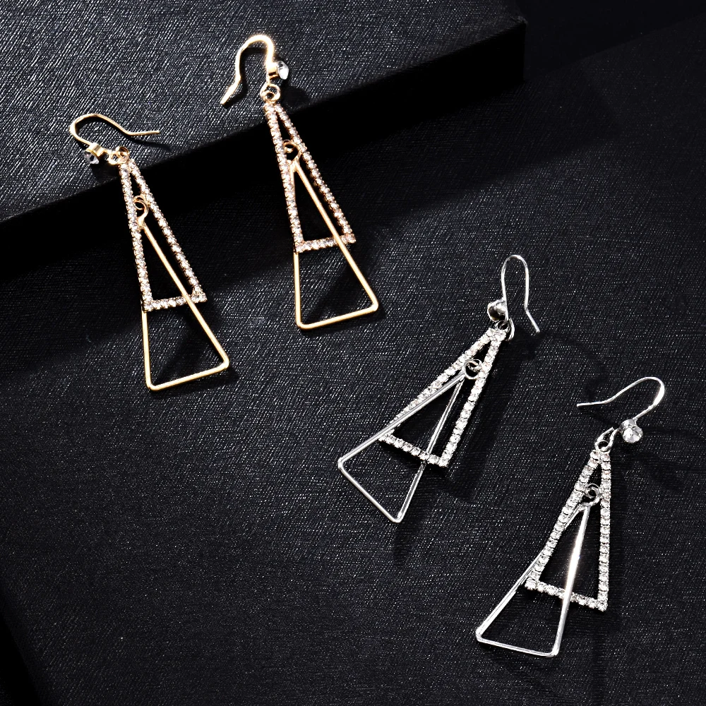 Charming Women Gold and Sliver Color Triangle Drop Dangle Earrings Korean Jewelry Wedding Engagement Earrings Anniversary Gifts
Charming Women Gold and Sliver Color Triangle Drop Dangle Earrings Korean Jewelry Wedding Engagement Earrings Anniversary Gifts