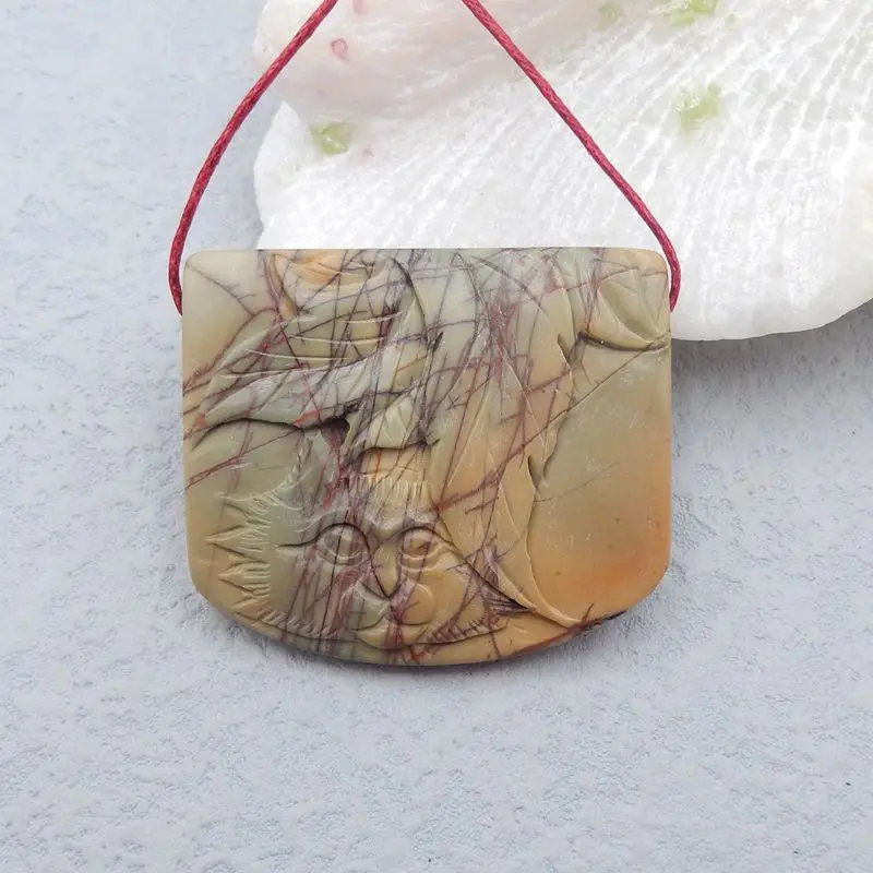 Carved Lion Head Multi-color picasso jasper Necklace Pendant Bead 44x38x8mm 28g Fashion Jewelry
Carved Lion Head Multi-color picasso jasper Necklace Pendant Bead 44x38x8mm 28g Fashion Jewelry
