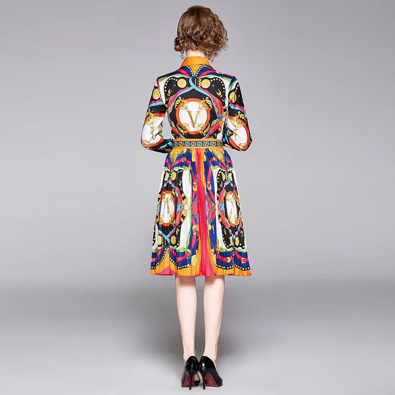 Autumn Bornladies Runway Dress Women Long Sleeve Bow Collar Contrast Color Vintage Pleated Slim Knee-Length Lady Dresses Luxury
Autumn Bornladies Runway Dress Women Long Sleeve Bow Collar Contrast Color Vintage Pleated Slim Knee-Length Lady Dresses Luxury