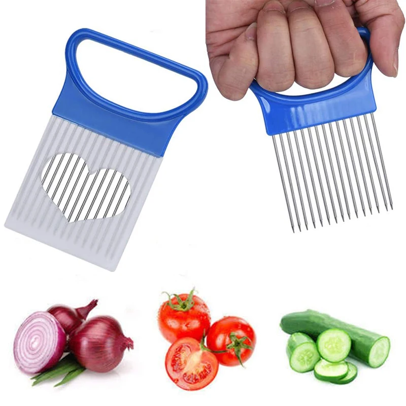Stainless Steel Onion Needle Onion Fork Vegetables Fruit Slicer Tomato Cutter Cutting Safe Aid Holder Cutting Aids Supplies 1pc
Stainless Steel Onion Needle Onion Fork Vegetables Fruit Slicer Tomato Cutter Cutting Safe Aid Holder Cutting Aids Supplies 1pc