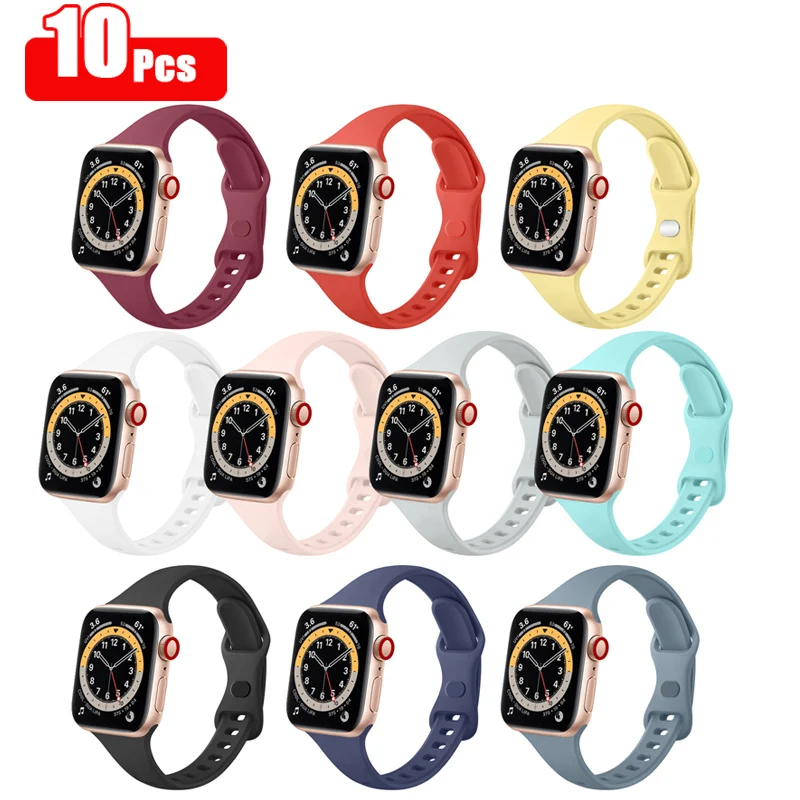 Ремешок силиконовый для Apple Watch Band 45 мм 41 мм 44 мм 40 мм 38 мм, тонкий спортивный браслет для iWatch 7 5 4 3 2 1, 10 шт.
Ремешок силиконовый для Apple Watch Band 45 мм 41 мм 44 мм 40 мм 38 мм, тонкий спортивный браслет для iWatch 7 5 4 3 2 1, 10 шт.
