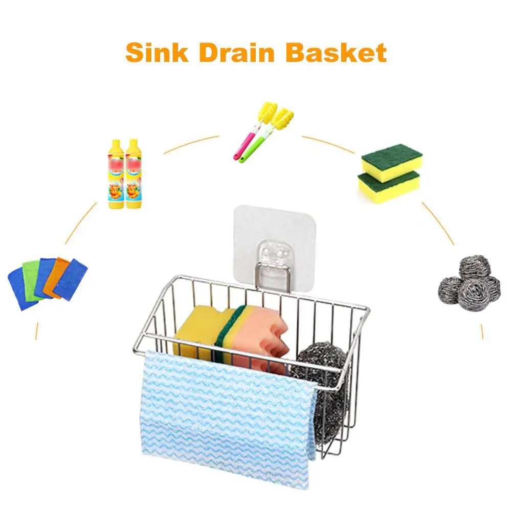 Sink Drain Basket Stainless Steel Sink Strainer Shelf Suction Cup Storage Drying Rack Kitchen Bathroom Soap Sponge Organizer
Sink Drain Basket Stainless Steel Sink Strainer Shelf Suction Cup Storage Drying Rack Kitchen Bathroom Soap Sponge Organizer