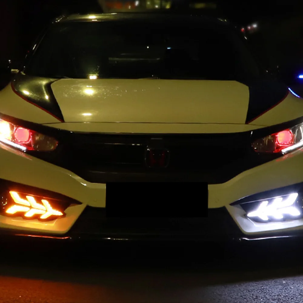 Triple Color White & Ice Blue & Amber Fish Arrow Style LED Daytime DRL Lights Kit w/ Turn Signal For Honda Civic 4-Door 2019&up
Triple Color White & Ice Blue & Amber Fish Arrow Style LED Daytime DRL Lights Kit w/ Turn Signal For Honda Civic 4-Door 2019&up