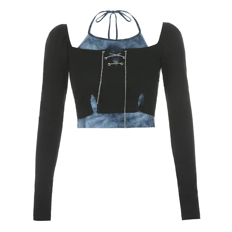 Women's t-shirts spring and summer Top off white stitching contrast cropped top harajuku T-shirts lapel temperament slim T-shirt
Women's t-shirts spring and summer Top off white stitching contrast cropped top harajuku T-shirts lapel temperament slim T-shirt