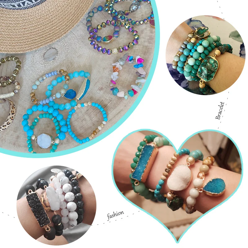 RH New Designer Boho Beaded Bracelet Set Natural Stone & Druzy 5pc Bracelets Bangles Set For Fashion Jewelry
RH New Designer Boho Beaded Bracelet Set Natural Stone & Druzy 5pc Bracelets Bangles Set For Fashion Jewelry