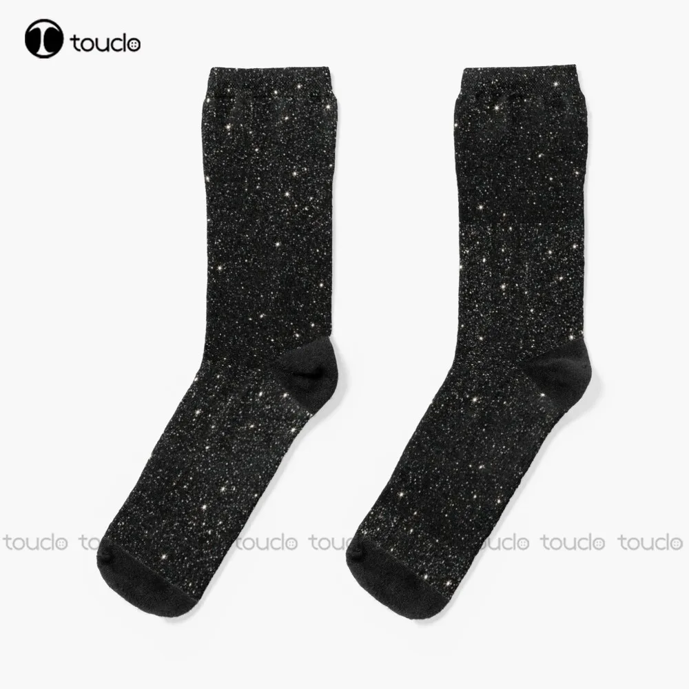 

Черные блестящие носки унисекс, взрослые, подростковые, Молодежные носки на заказ с цифровым принтом 360 °, высокое качество, Рождественский подарок