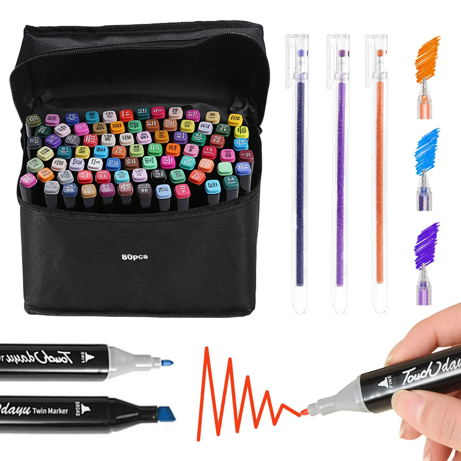 36/40/60/80 Colors Oil-based Dual-Headed Colored Markers + 3 Colors Gel Ink Pens Manga Drawing Sketching Markers Art Supplies
36/40/60/80 Colors Oil-based Dual-Headed Colored Markers + 3 Colors Gel Ink Pens Manga Drawing Sketching Markers Art Supplies