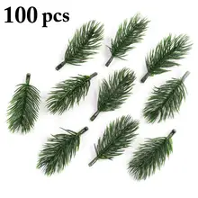 100Pcs Christmas Tree Ornament Mini Artificial Pine Needles Garland Pine Pick Party Supplies For Christmas Simulation Plants