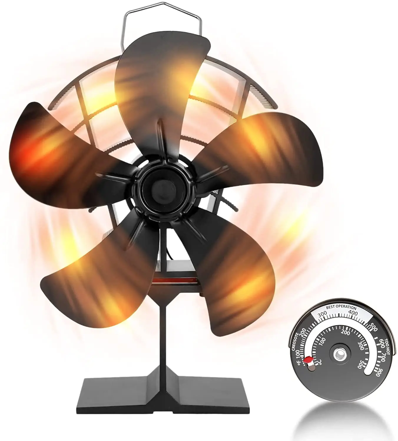 5 Blade Heat Powered Wood Stove Fan for Home Wood/Log Burner Heater Burning Stove Heat Fans with Thermometer Heat Distribution
5 Blade Heat Powered Wood Stove Fan for Home Wood/Log Burner Heater Burning Stove Heat Fans with Thermometer Heat Distribution
