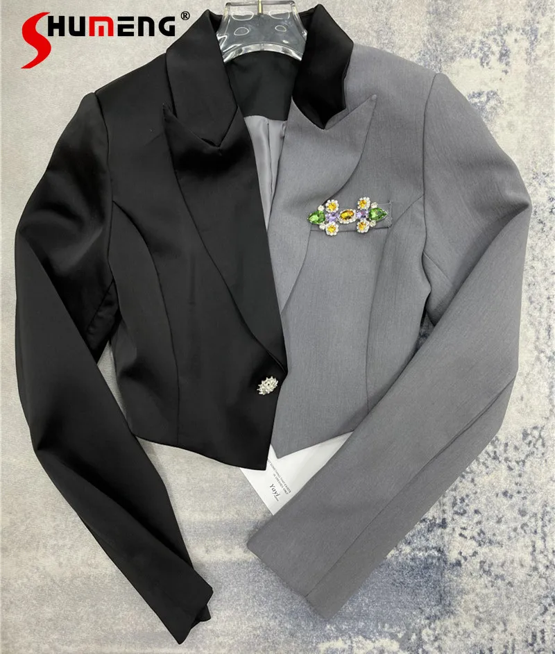 Fall 2021 New Gray Black Contrast Color Diamond Flower Slim-Fit Short Long Sleeve Cardigan Fashion Casual Suit Coat Top Girl
Fall 2021 New Gray Black Contrast Color Diamond Flower Slim-Fit Short Long Sleeve Cardigan Fashion Casual Suit Coat Top Girl