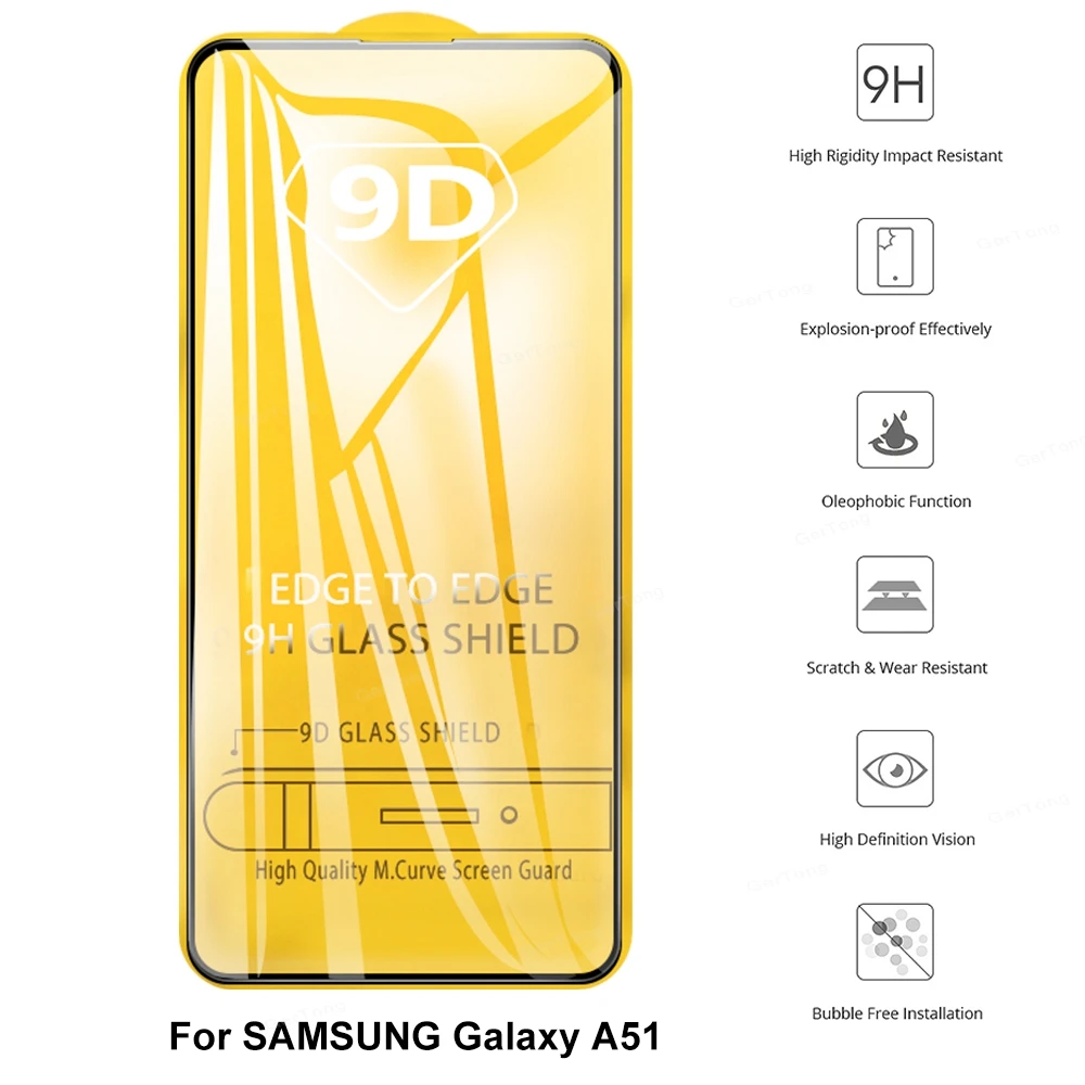 Закаленное стекло 9D с полным покрытием для Samsung Galaxy A51 A515 A515F 2 шт. Защитное экрана |