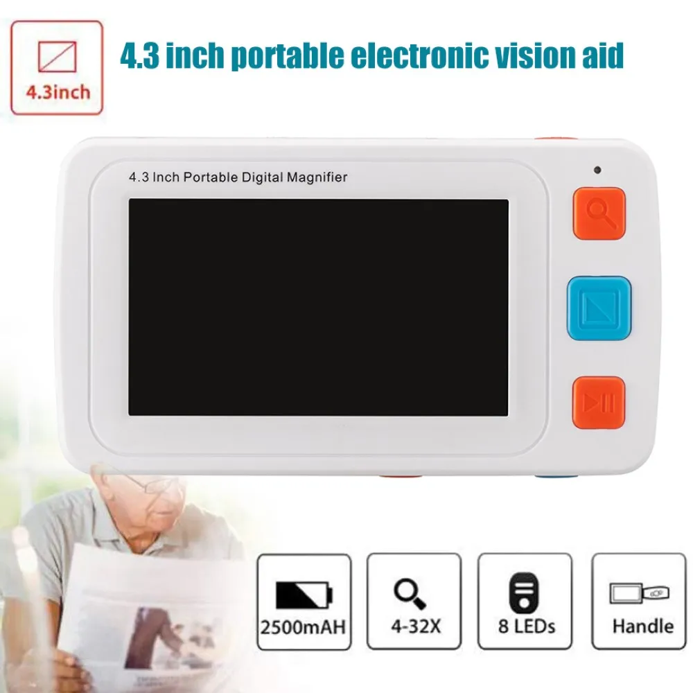 Handheld Portable Digital Reading Magnifier 4.3 Inch LCD Screen Electronic Reading Aids Low Vision 2x-32x Text Enlargement
Handheld Portable Digital Reading Magnifier 4.3 Inch LCD Screen Electronic Reading Aids Low Vision 2x-32x Text Enlargement