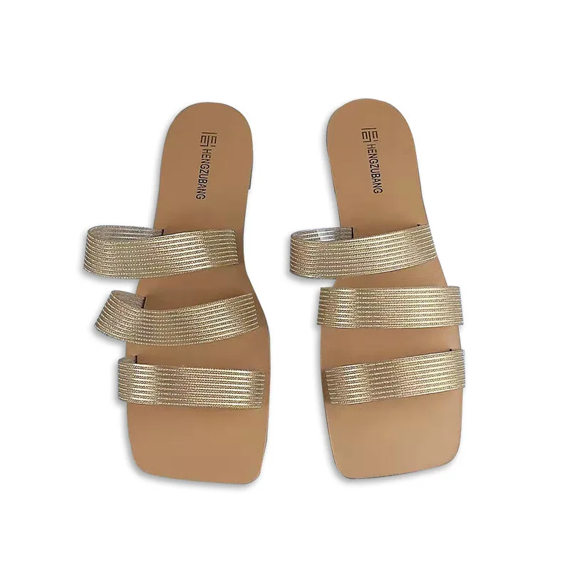 Three Stripe Flat Bottom Ladies Slippers Large Size Summer Outside Wear Fashion Woman Shoes Soft Leather Open Toe Slides
Three Stripe Flat Bottom Ladies Slippers Large Size Summer Outside Wear Fashion Woman Shoes Soft Leather Open Toe Slides