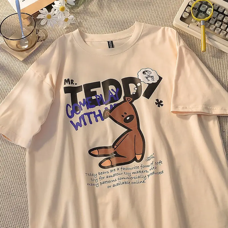 100%Cotton Fun Bear Letter Print Woman Tshirts Oversized Harajuku Teen Girls Kawaii Clothes New Summer Tee Tops O-Neck Casual
100%Cotton Fun Bear Letter Print Woman Tshirts Oversized Harajuku Teen Girls Kawaii Clothes New Summer Tee Tops O-Neck Casual