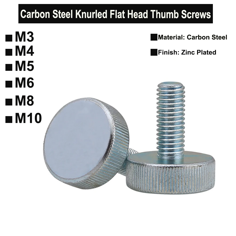 M3 M4 M5 M6 M8 M10 Carbon Steel Knurled Thumb Screws Galvanized Plating GB835 DIN653 Flat Head Hand Tighten Thumb Screw
M3 M4 M5 M6 M8 M10 Carbon Steel Knurled Thumb Screws Galvanized Plating GB835 DIN653 Flat Head Hand Tighten Thumb Screw
