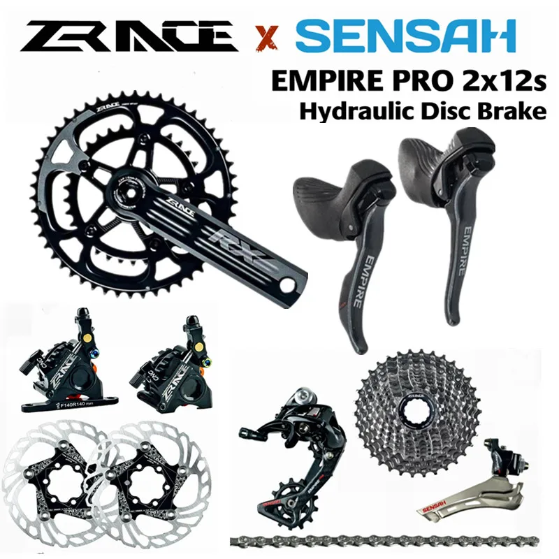 SENSAH EMPIRE PRO 2x12 Speed,R/L Shifter + R/F Derailleurs + ZRACE RX Crank / Disc Brake , 24s Road Groupset , carbon fiber
SENSAH EMPIRE PRO 2x12 Speed,R/L Shifter + R/F Derailleurs + ZRACE RX Crank / Disc Brake , 24s Road Groupset , carbon fiber
