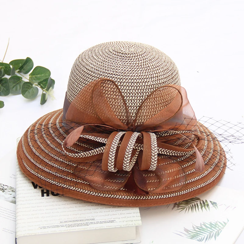 Womens Summer Hats Beach 2019 New Organza Sun Hats Wide Brim Fedoras Ladies Floppy Visor Elegant Veil Kentucky Derby Hat M194
Womens Summer Hats Beach 2019 New Organza Sun Hats Wide Brim Fedoras Ladies Floppy Visor Elegant Veil Kentucky Derby Hat M194