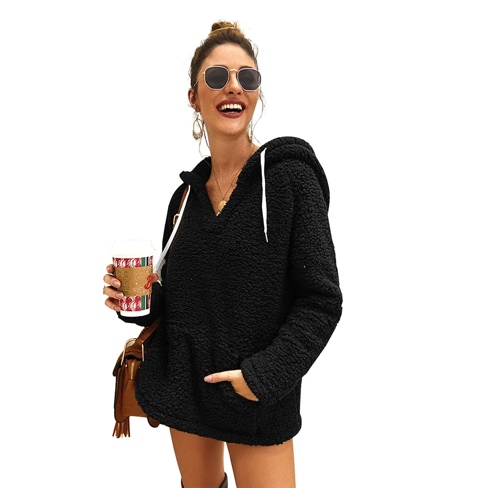 Women's V-neck sexy hooded sweater autumn and winter new product solid color fleece jacketWomen's Hooded Sweatshirt Jacket
Women's V-neck sexy hooded sweater autumn and winter new product solid color fleece jacketWomen's Hooded Sweatshirt Jacket