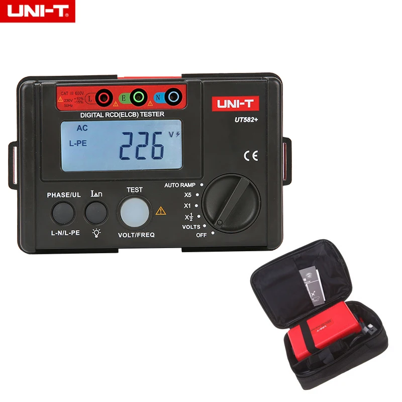 Hight quality UNI-T UT582+ Digital RCD ELCB Tester Phase Switch AUTO RAMP Leakage Breaker Meter Multimeter VS upgrade UT582 | Инструменты