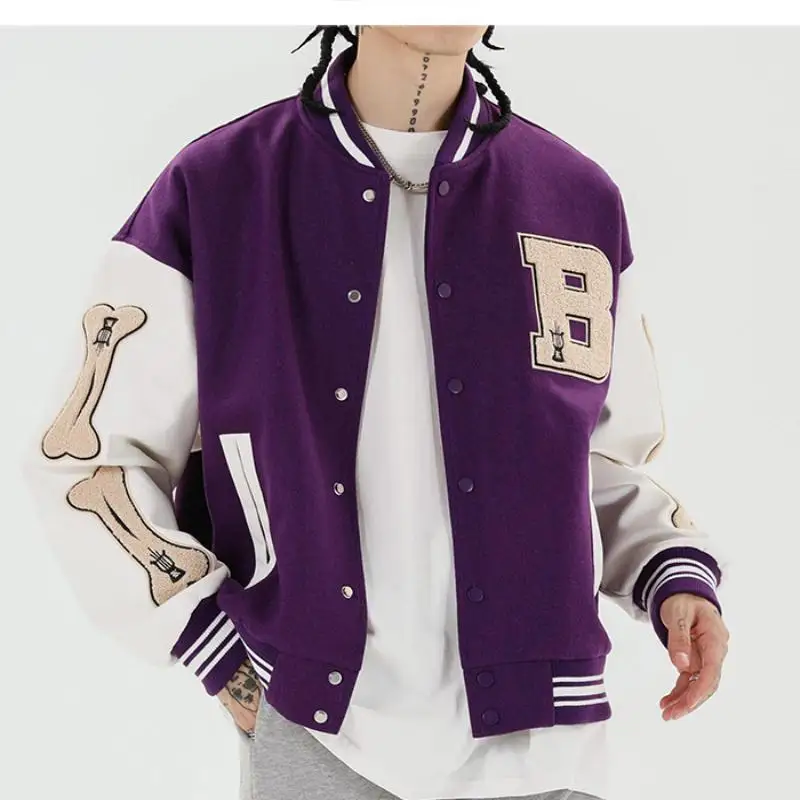 Men Baseball Jacket Hip Hop Harajuku Embroidery Bone Letter Patchwork Bomber Coat Fashion High Street Casual Loose Jacket Unisex
Men Baseball Jacket Hip Hop Harajuku Embroidery Bone Letter Patchwork Bomber Coat Fashion High Street Casual Loose Jacket Unisex