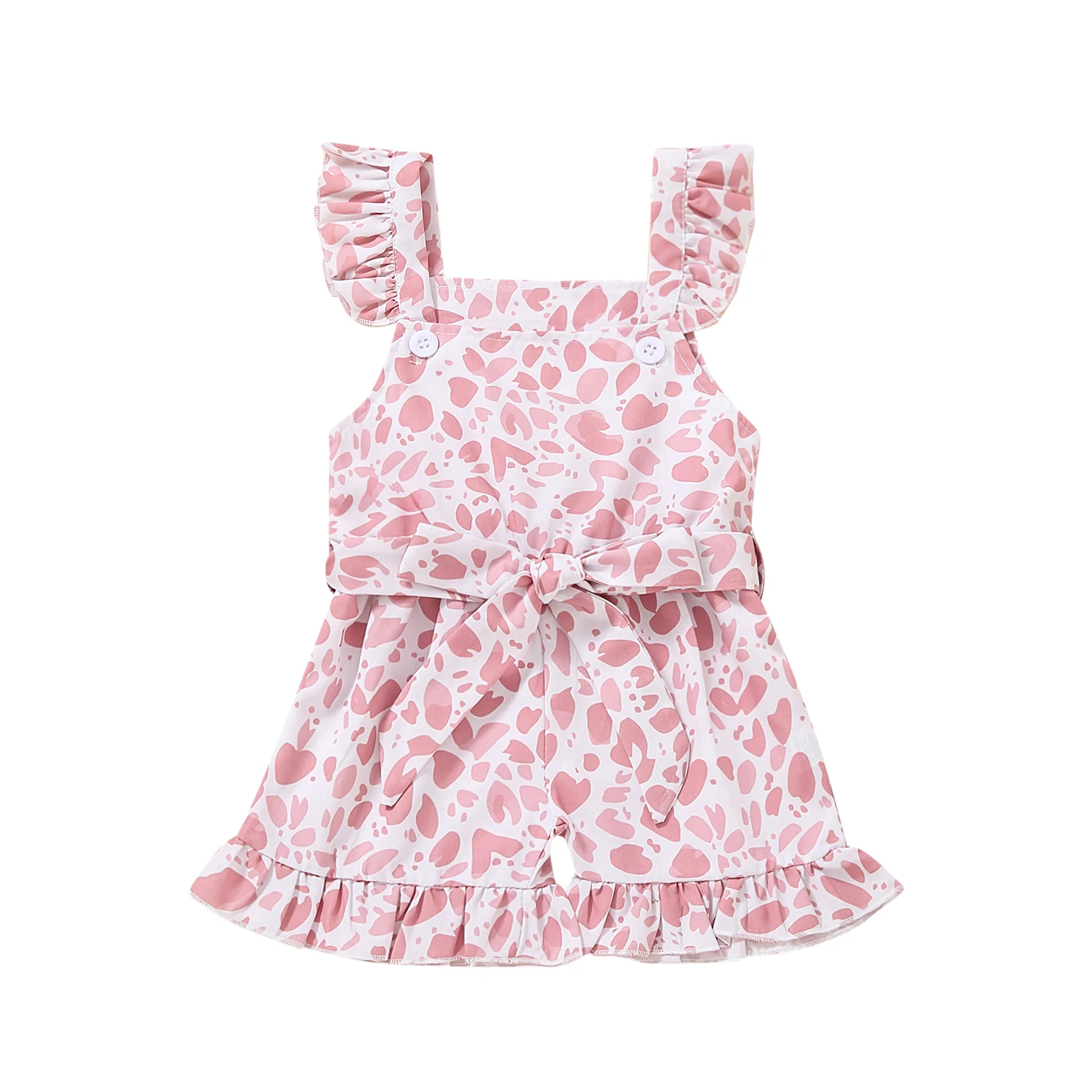 Baby Sleeveless Jumpsuit with Leopard Pattern Ruffle Bow Belt Decoration Summer Clothing
Baby Sleeveless Jumpsuit with Leopard Pattern Ruffle Bow Belt Decoration Summer Clothing
