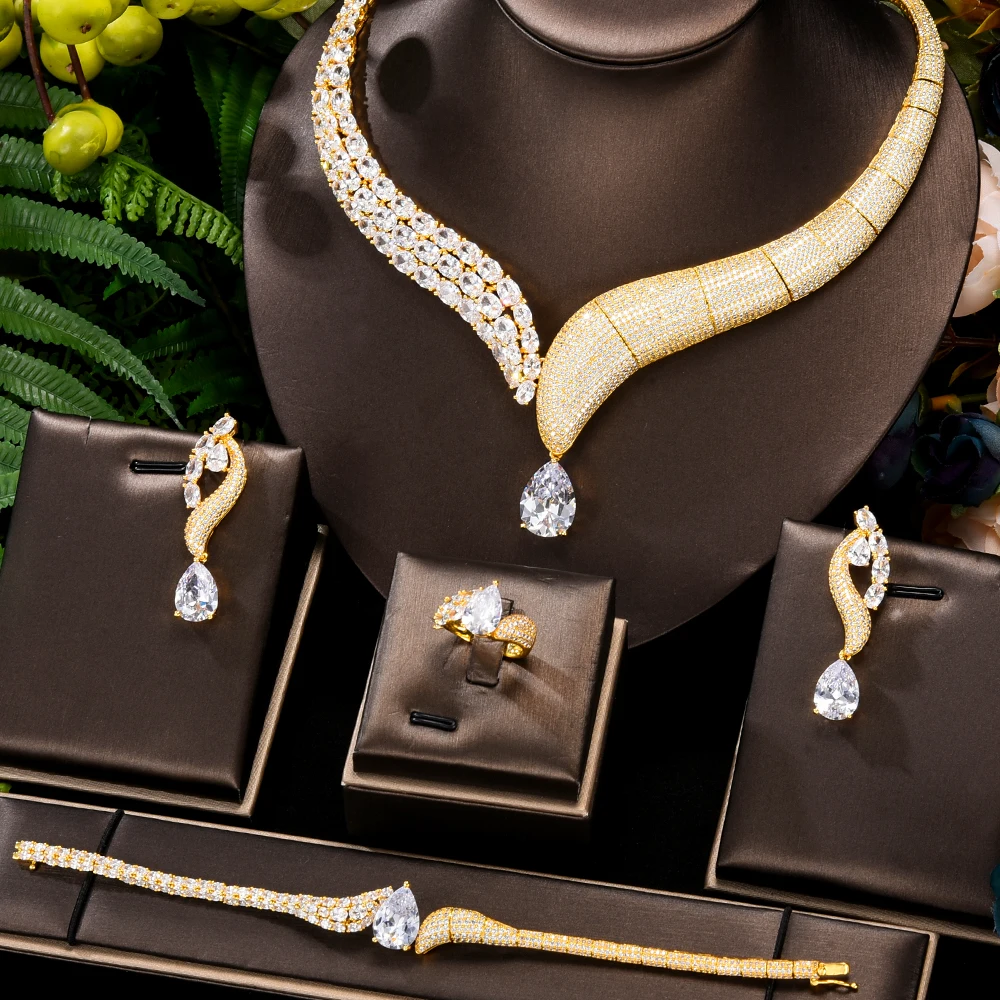 Blachette Trendy Luxury Emeralds Waterdrop Necklace Earring Bangle Ring 4PCS for Women Wedding Indian Dubai Bridal Jewelry Sets
Blachette Trendy Luxury Emeralds Waterdrop Necklace Earring Bangle Ring 4PCS for Women Wedding Indian Dubai Bridal Jewelry Sets