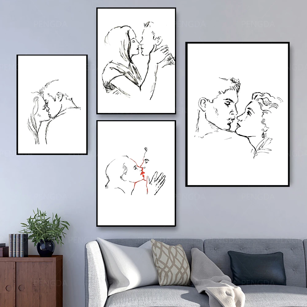 Nordic Minimalist Abstract Line Art Lovers Kissing Wall Canvas Paintings Posters and Prints Home Decoration for Livingroom
Nordic Minimalist Abstract Line Art Lovers Kissing Wall Canvas Paintings Posters and Prints Home Decoration for Livingroom
