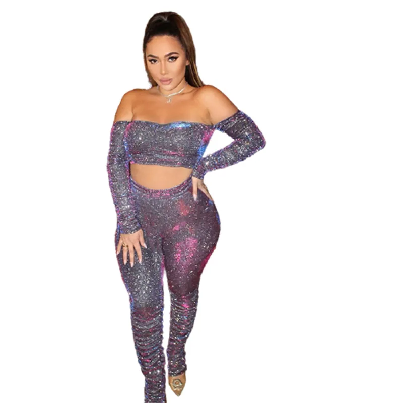 92K20Q10826 Spring and autumn fashion street women's sexy one shoulder long sleeve wrinkle slim suit