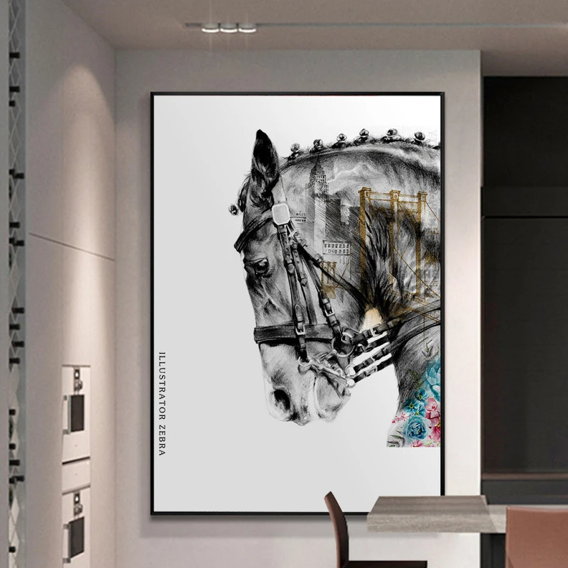 Nordic Black Horse CanvasPoster Print Black and White Modern Wall Art Pictures for Living Room Aisle Studio Entrance Lobby 4-13
Nordic Black Horse CanvasPoster Print Black and White Modern Wall Art Pictures for Living Room Aisle Studio Entrance Lobby 4-13