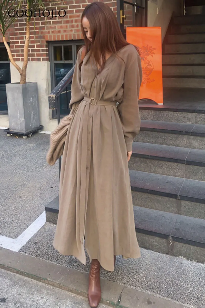 GOOHOJIO Vintage Pockets Design Women Shirt Dress 2021 Autumn Winter Drawstring A Line Midi Dress Elegant Ladies Office Dresses
GOOHOJIO Vintage Pockets Design Women Shirt Dress 2021 Autumn Winter Drawstring A Line Midi Dress Elegant Ladies Office Dresses