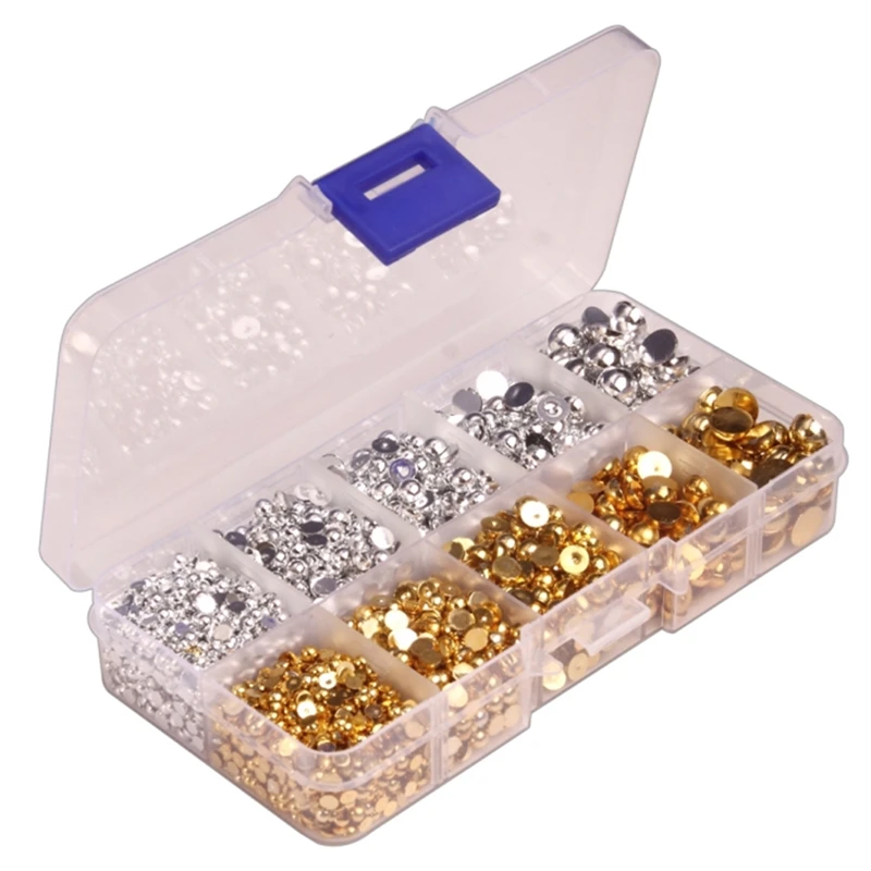 1 Box ABS Half Round Pearls Flatback Pearl Beads for DIY Phone Nail Face Art, Mixed Sizes 3/4/5/6/8 mm(Gold, Silver)
1 Box ABS Half Round Pearls Flatback Pearl Beads for DIY Phone Nail Face Art, Mixed Sizes 3/4/5/6/8 mm(Gold, Silver)