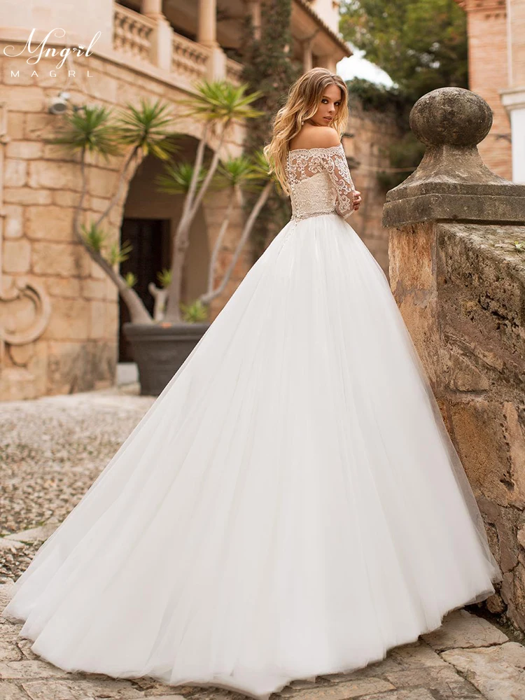 MNGRL One-shoulder Long Sleeve fluffy Wedding Dress White Lace Long Sleeve Wedding Gown Tail 3D Flower Bridal Dresses
MNGRL One-shoulder Long Sleeve fluffy Wedding Dress White Lace Long Sleeve Wedding Gown Tail 3D Flower Bridal Dresses