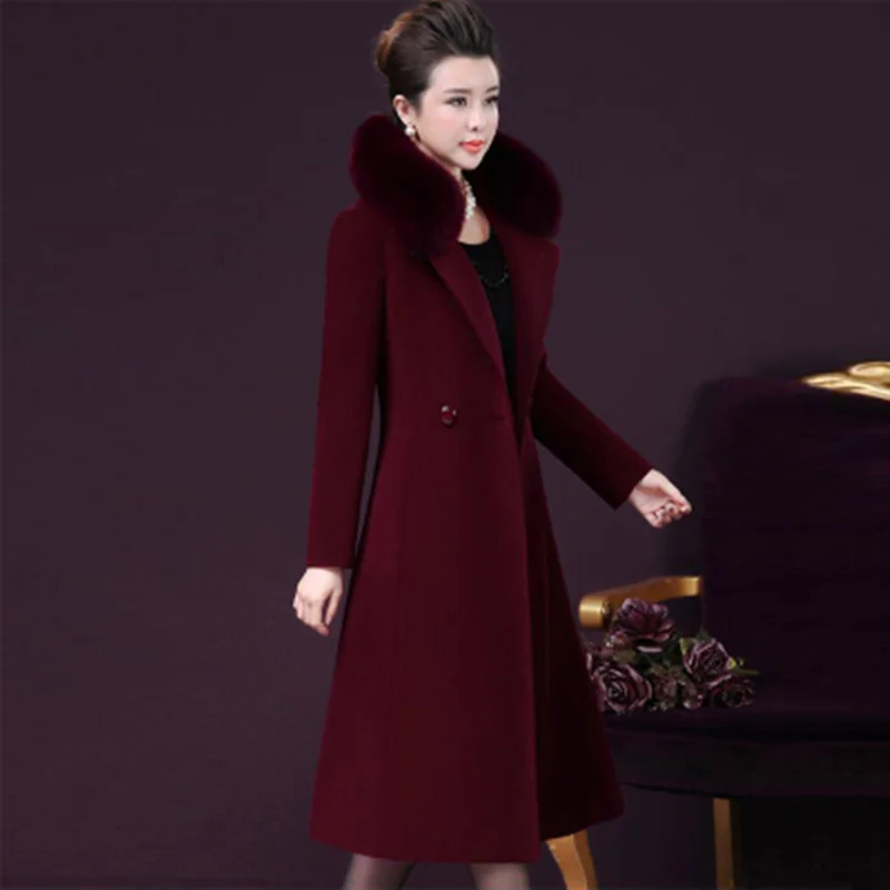 Autumn 2020 Winter Women Fashion Wool Coat Imitation Fox Fur Collar Mid-length Outerwear Slim Plus Size 5XL Female Basic Coat
Autumn 2020 Winter Women Fashion Wool Coat Imitation Fox Fur Collar Mid-length Outerwear Slim Plus Size 5XL Female Basic Coat