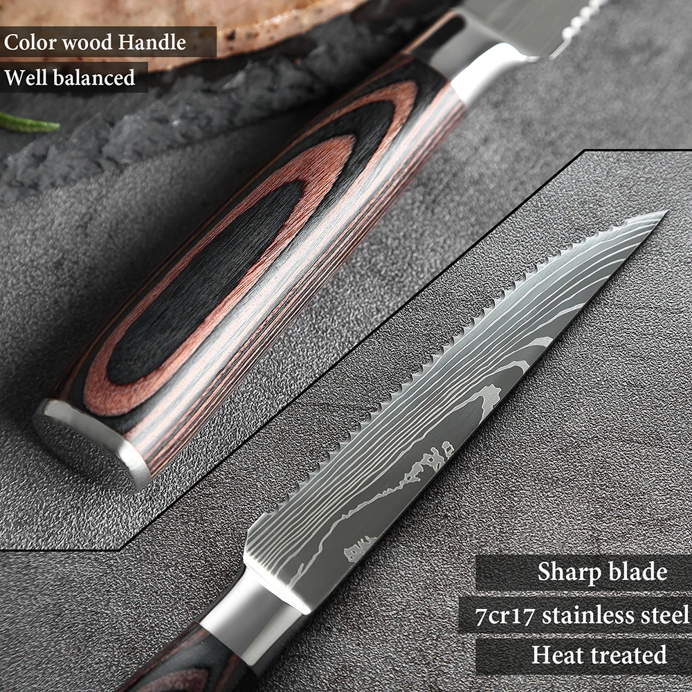 Набор острых ножей для стейка XITUO 7CR17 зубчатый нож из нержавеющей стали нарезки