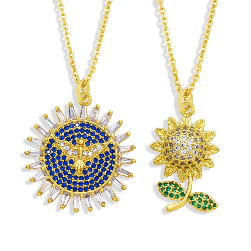 Big Eagle Medal Necklace for Women Copper CZ Sunflower Pendant Disc Necklace Gold Plated Religion Jewelry Gifts nkew18
Big Eagle Medal Necklace for Women Copper CZ Sunflower Pendant Disc Necklace Gold Plated Religion Jewelry Gifts nkew18
