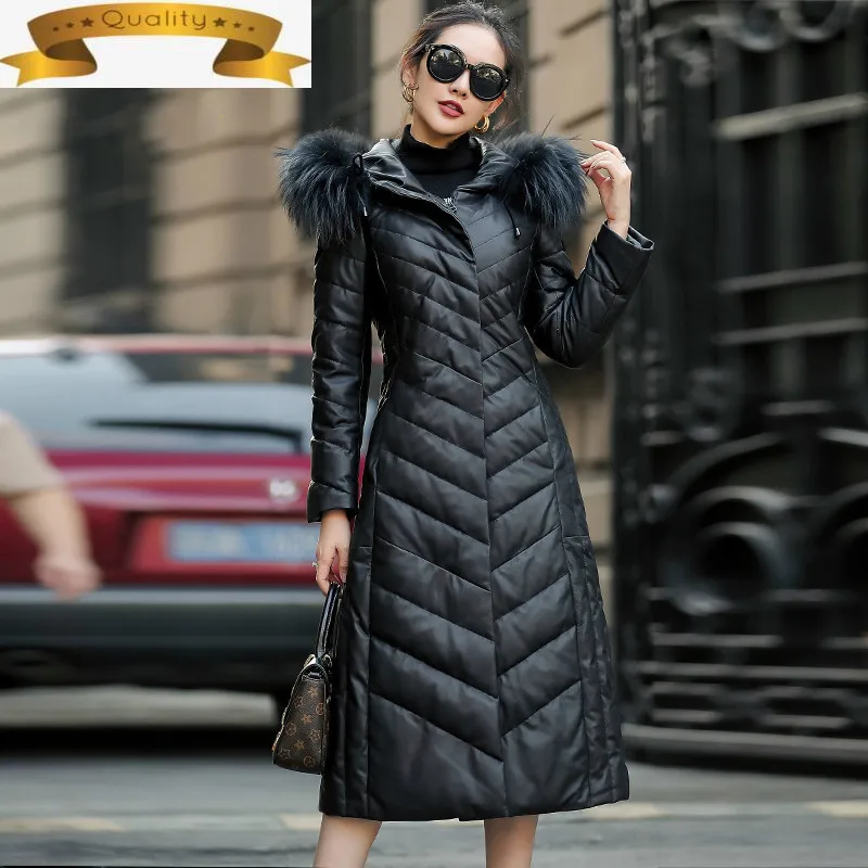 Dog Real Fur Raccoon Collar Genuine Leather Jacket Women Autumn Winter Sheepskin Coat Female Long Down Jacket Slim XS11D11-22
Dog Real Fur Raccoon Collar Genuine Leather Jacket Women Autumn Winter Sheepskin Coat Female Long Down Jacket Slim XS11D11-22
