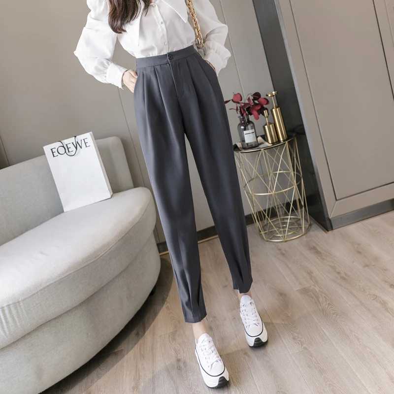 Gray Suit Pants for Women Spring and Autumn 2021 New High Waist Slimming Cropped Tappered Harem Pants Loose All-Matching Casual
Gray Suit Pants for Women Spring and Autumn 2021 New High Waist Slimming Cropped Tappered Harem Pants Loose All-Matching Casual