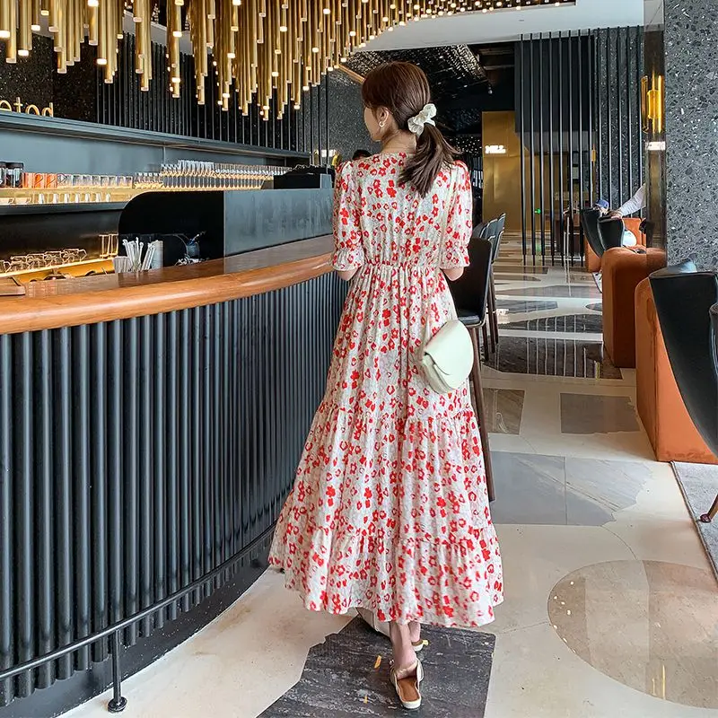 COIGARSAM Floral Print Women Long dress New Summer Chiffon Elastic High Waist Dresses Design And Color 9257
COIGARSAM Floral Print Women Long dress New Summer Chiffon Elastic High Waist Dresses Design And Color 9257
