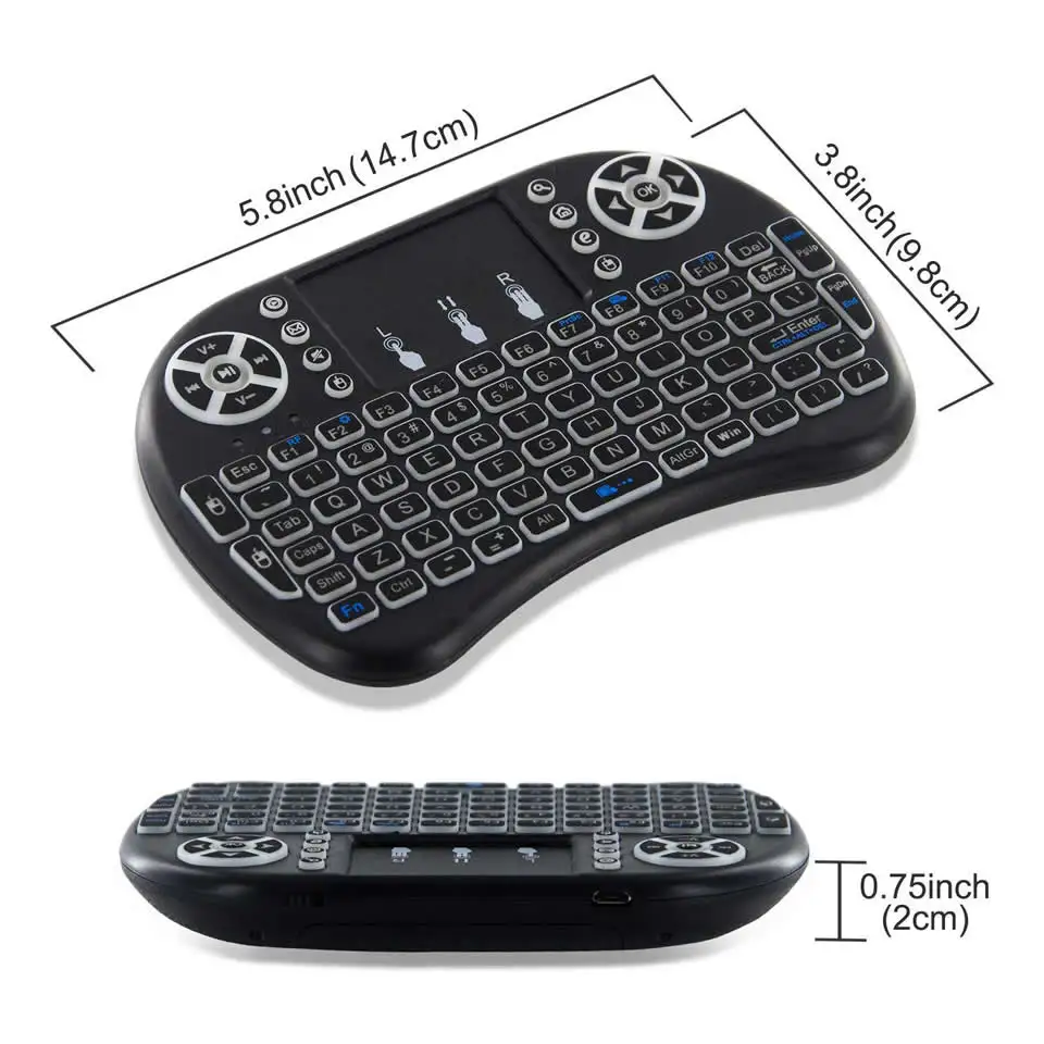3 Colors Backlit i8 Mini Wireless Keyboard 2.4ghz English Russian 3 Colour Air Mouse with Touchpad Remote Control Android TV Box
3 Colors Backlit i8 Mini Wireless Keyboard 2.4ghz English Russian 3 Colour Air Mouse with Touchpad Remote Control Android TV Box