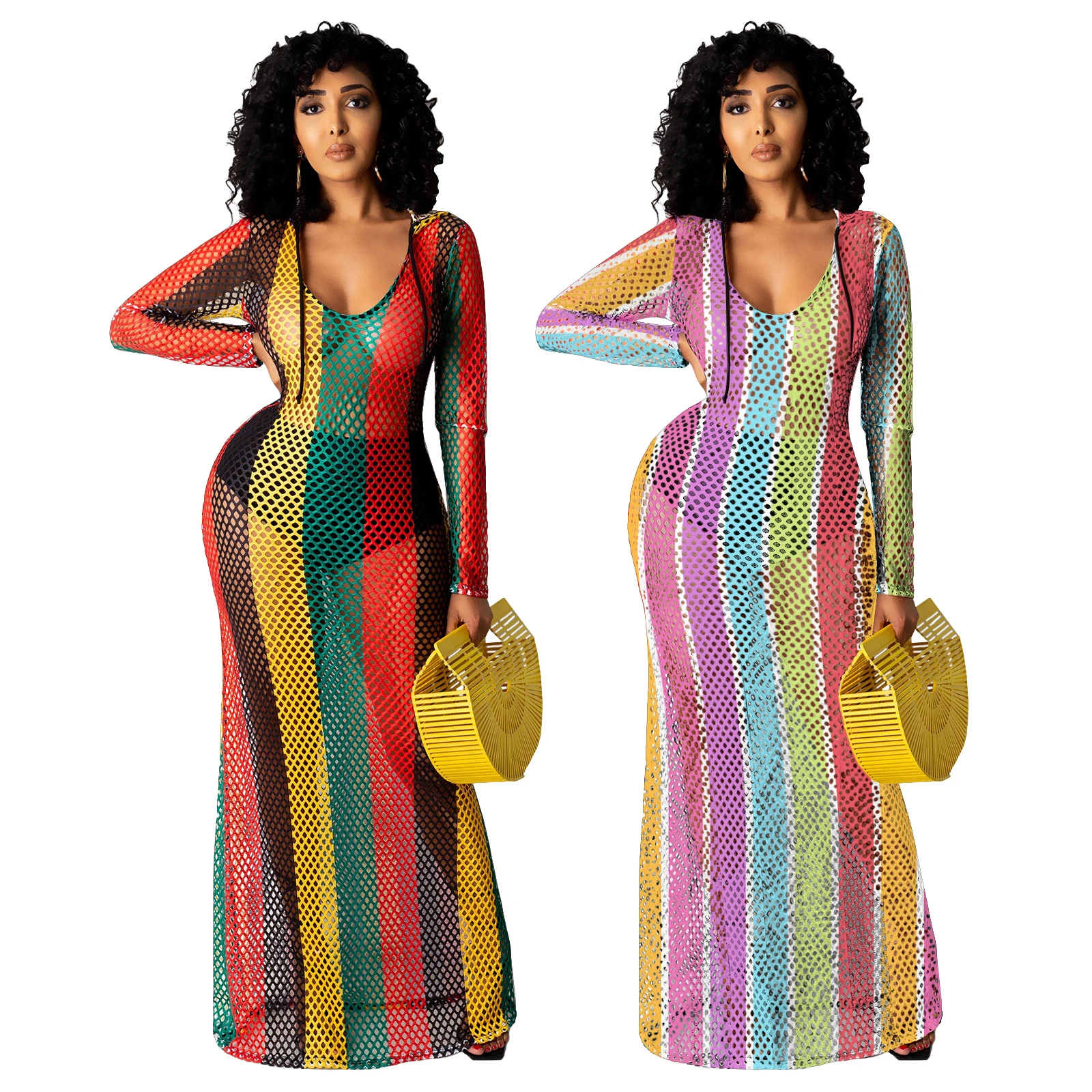 Summer European And American Women's Dress Hollow Out Perspective Color Mesh Hole Beach Blouse Dress Nightclub Skirt 4224
Summer European And American Women's Dress Hollow Out Perspective Color Mesh Hole Beach Blouse Dress Nightclub Skirt 4224