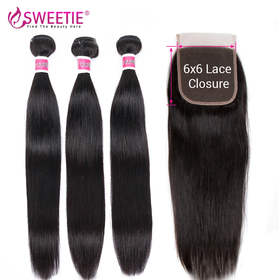 Sweetie 6X6 Closure With Bundles Remy Brazilian Straight 3 Or 4 Bundles With Closure, 30inch Human Hair Weave With 4x4 Closures
Sweetie 6X6 Closure With Bundles Remy Brazilian Straight 3 Or 4 Bundles With Closure, 30inch Human Hair Weave With 4x4 Closures