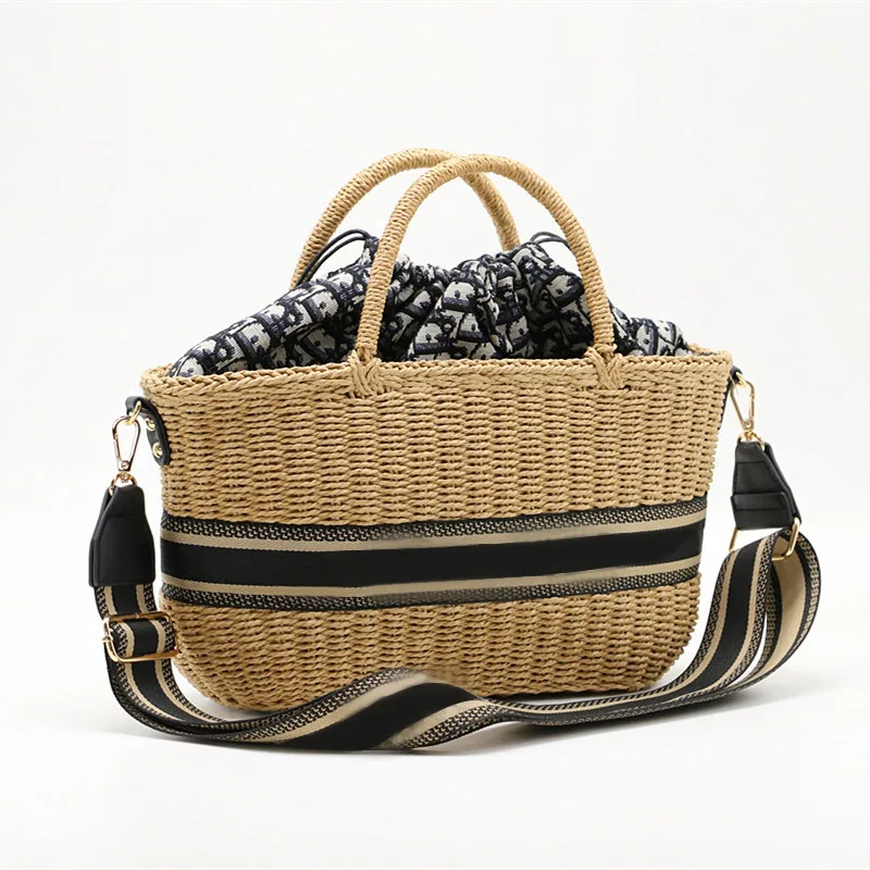 Brand Designer Summer Straw Basket Bucket Bags For Women Ladies Fashion Shoulder Crossbody Woven Beach Bag Casual 
Brand Designer Summer Straw Basket Bucket Bags For Women Ladies Fashion Shoulder Crossbody Woven Beach Bag Casual