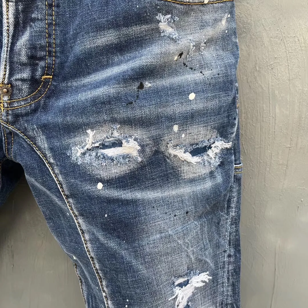 New Stitching Printing Men's Slim Jeans Straight Leg Motorcycle Rider Hole Pants Jeans Man
New Stitching Printing Men's Slim Jeans Straight Leg Motorcycle Rider Hole Pants Jeans Man