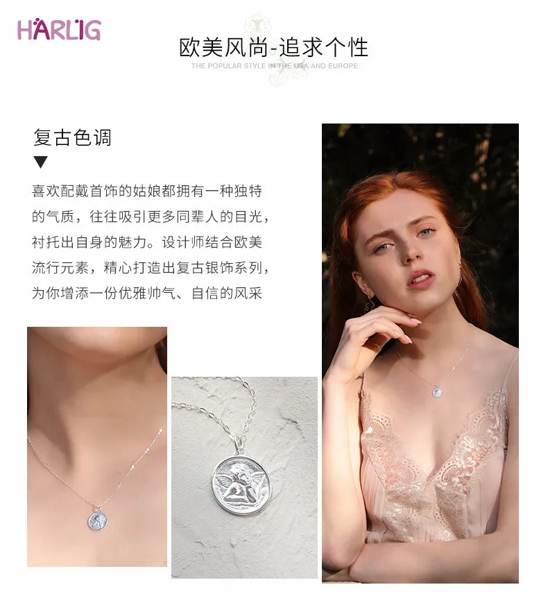Harlig sterling silver S925 silver color angel baby coin necklace for women allergy free fashion jewelry trendy style
Harlig sterling silver S925 silver color angel baby coin necklace for women allergy free fashion jewelry trendy style