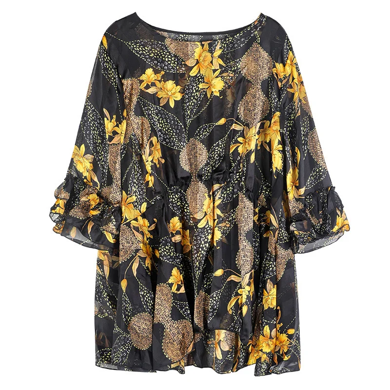4XL Big Size Chiffon Blouse Women's 2021 Summer Vintage Print Asymmetric Elegant Blouse Shirt for Woman Ruffle Loose Casual Tops
4XL Big Size Chiffon Blouse Women's 2021 Summer Vintage Print Asymmetric Elegant Blouse Shirt for Woman Ruffle Loose Casual Tops
