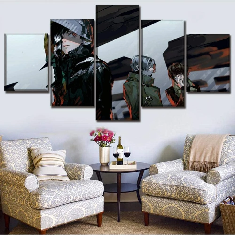 5 Piece Wall Art Canvas Anime Manga Tokyo Ghoul Prints Figure One-Eyed Posters And Pictures Living Room Bedroom Decoration
5 Piece Wall Art Canvas Anime Manga Tokyo Ghoul Prints Figure One-Eyed Posters And Pictures Living Room Bedroom Decoration