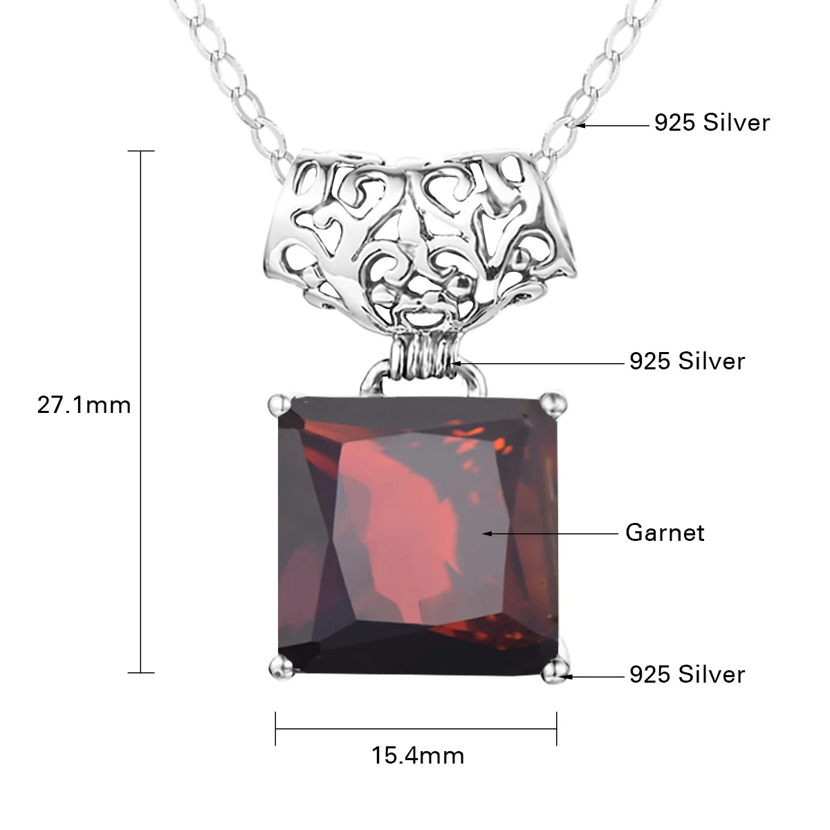 Silver Chakra Silver 925 Pendant For Women Square Gemstone Pendant Necklace Red Garnet Gemstone Vintage Fine Jewelry Wholesale 
Silver Chakra Silver 925 Pendant For Women Square Gemstone Pendant Necklace Red Garnet Gemstone Vintage Fine Jewelry Wholesale